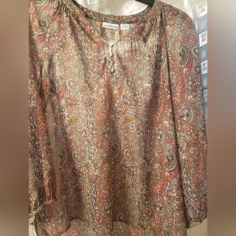 Liz Claiborne Paisley Blouse in Earth Tones